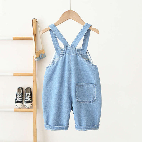 Denim Bib Shorts with Pockets