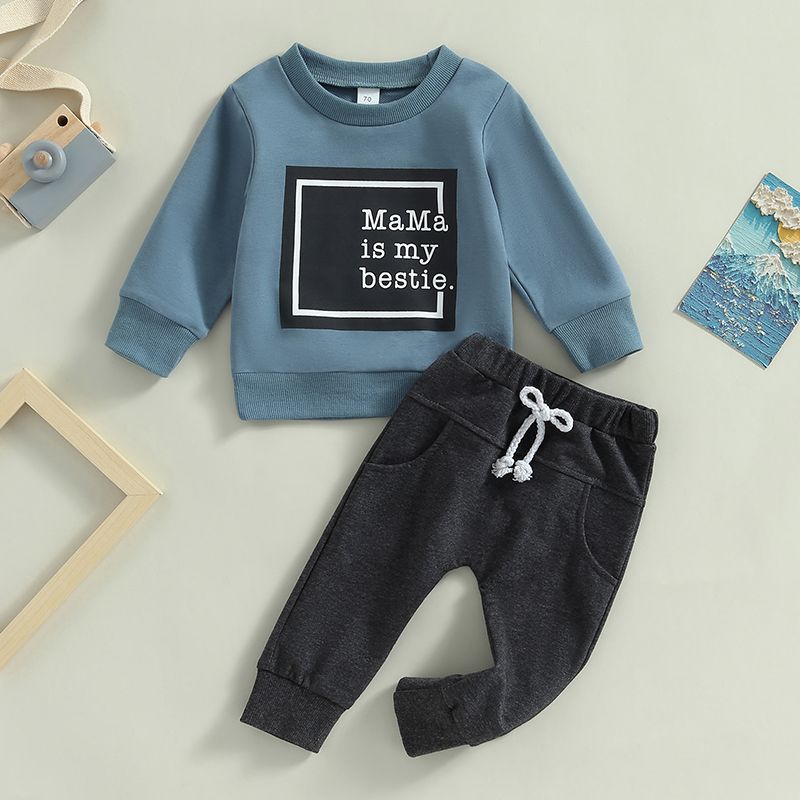 Mother's Day Printed Top Pocket Trousers Boy Suit