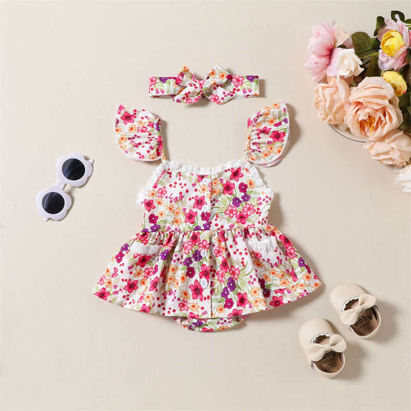 Baby Flower Flying Sleeve Crawling Suit