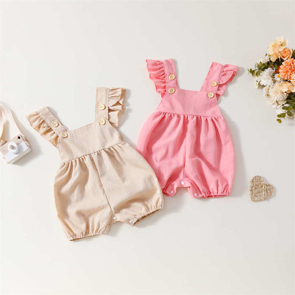 Baby Solid Color Sleeveless Short Crawling Suit