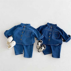 Boys and Girls Denim Jacket Two Piece Set