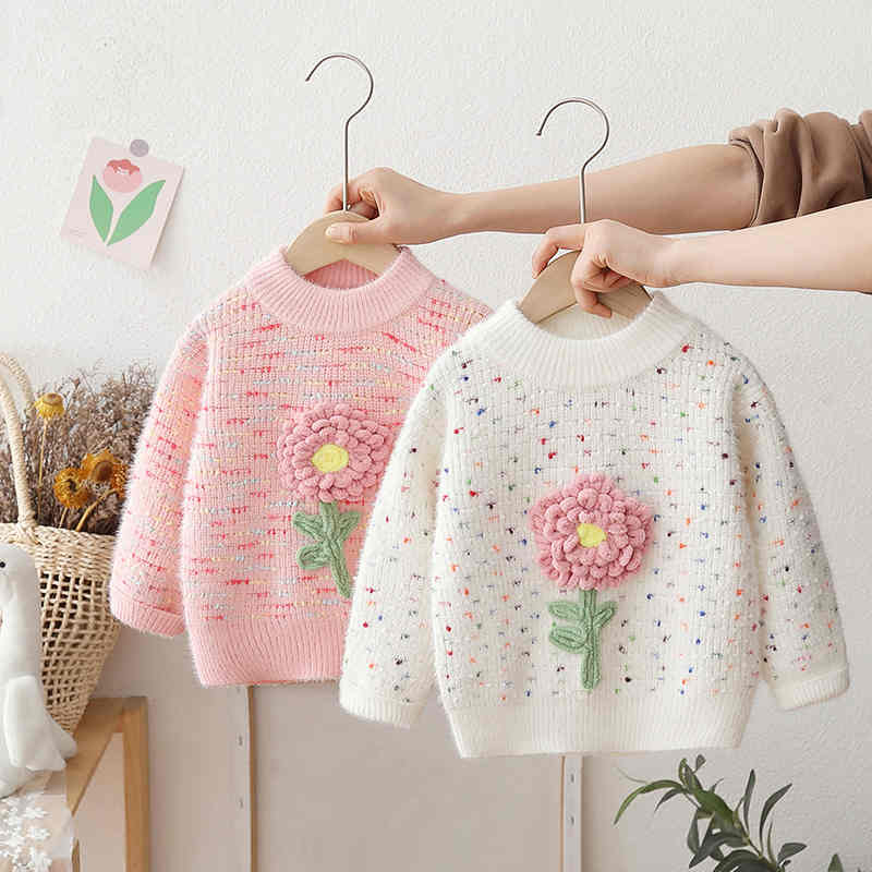 Colorful Knitted Flower Sweater