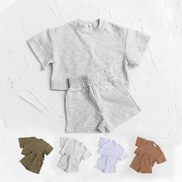 Solid Color  T-shirt Two-piece Set