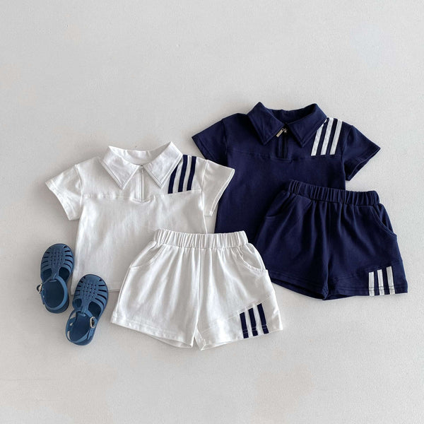 Children's Lapel Top and Shorts Two-piece Suit