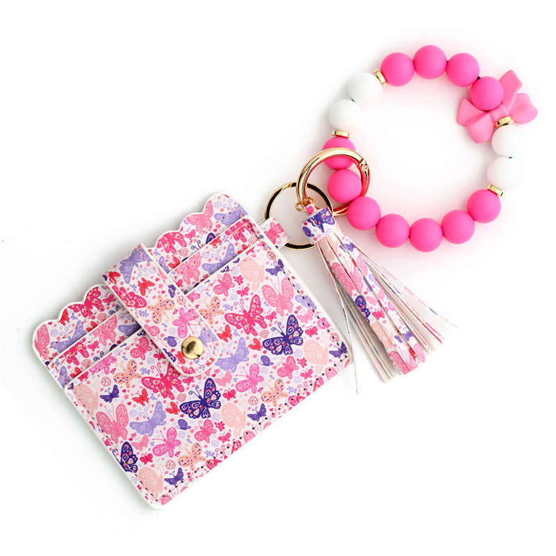 Butterfly Credit Card Holder Holder Wristlet Bracelet Keychain for Women