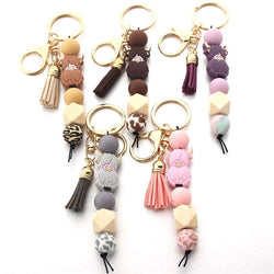 Cow & Bead Charm Keychain for Gifts