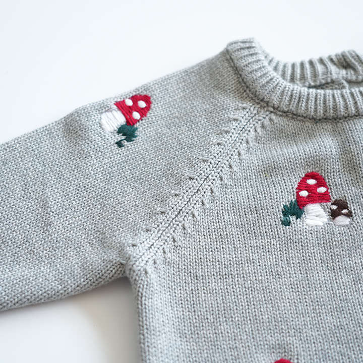 Baby Embroidered Mushroom One-piece Sweater