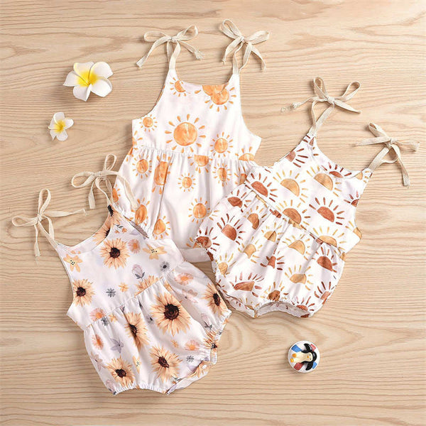 Sun and Sunflower Floral Camisole Crawl Suit