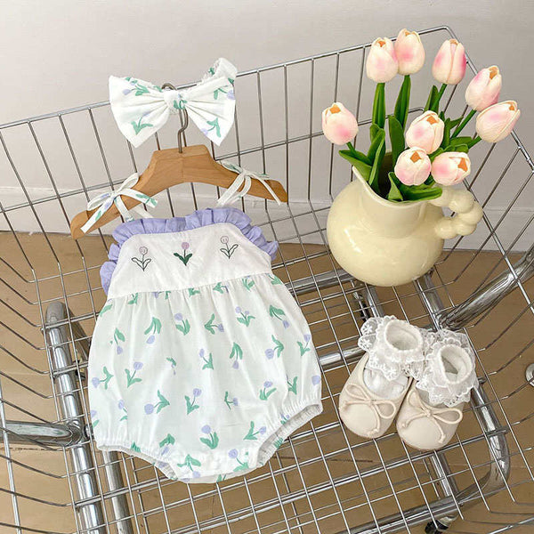 Baby Flower Camisole Crawl Suit