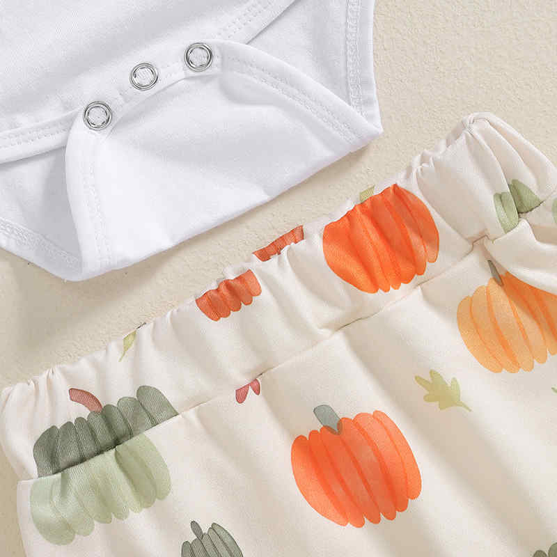 Baby Halloween Pumpkin Print Three-Piece Set