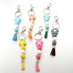 Flower Silicone Bead Keychain