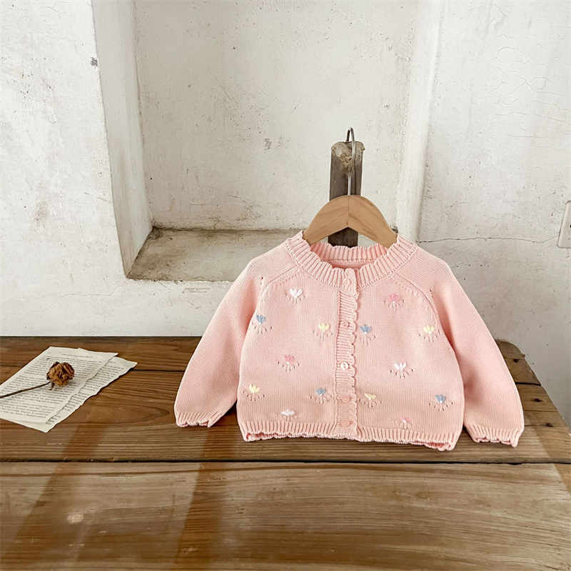 Flower Embroidered Baby Sweater