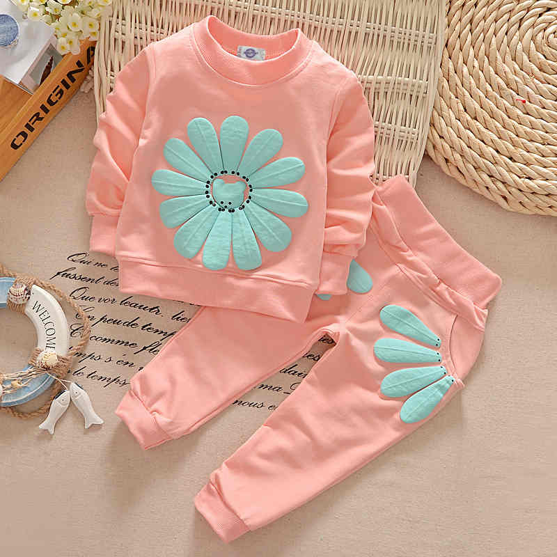 Flower Long-sleeved Children's Two-piece Set