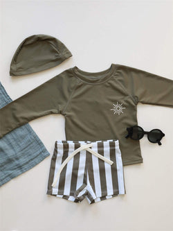 Little Boys Long Sleeve Tankini Swimsuit Set