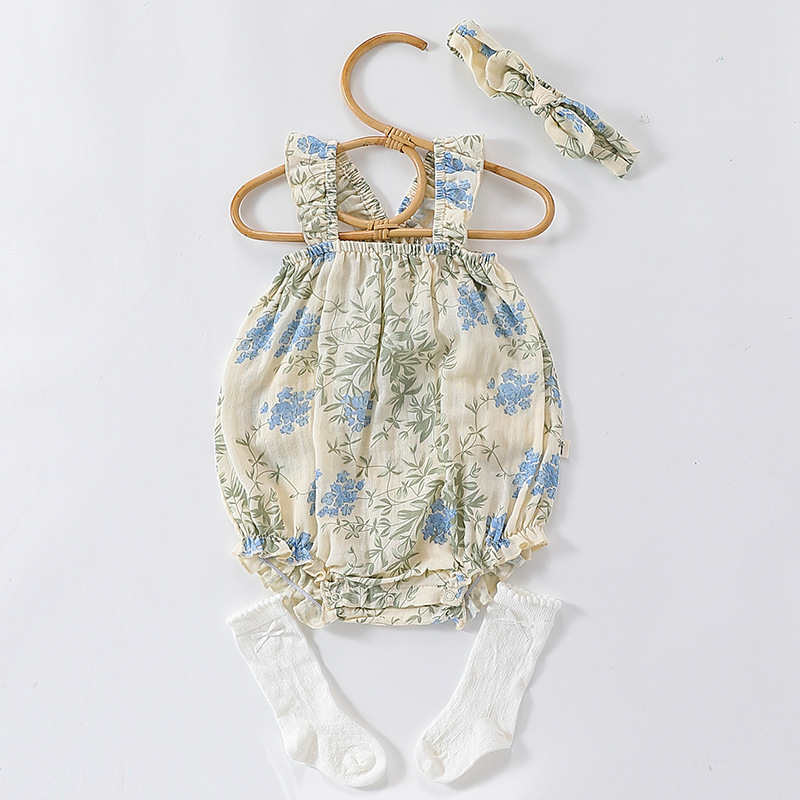 Small Flower Camisole Crawl Suit