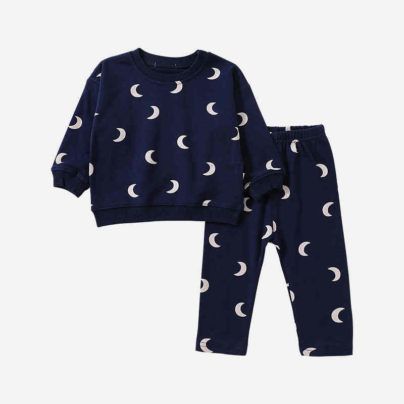 Printed Long-sleeved Two-piece Suit for Boys and Girls