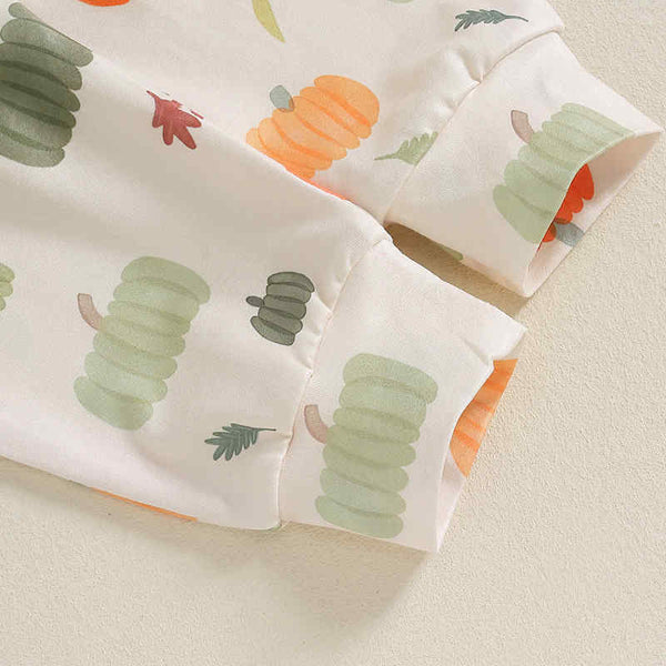 Baby Halloween Pumpkin Print Three-Piece Set