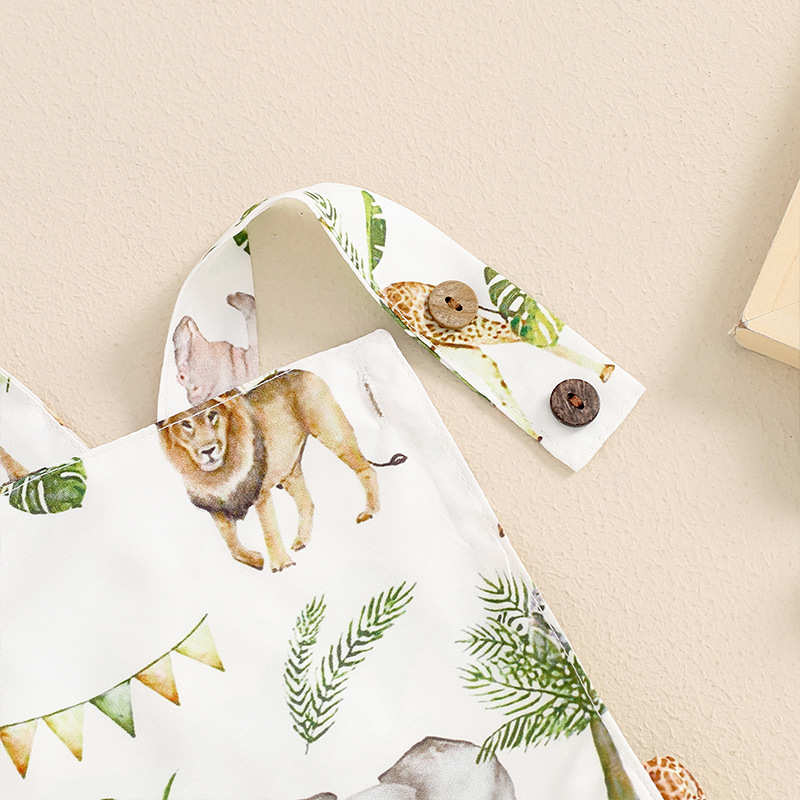 Baby Elephant and Lion Print Triangle Romper