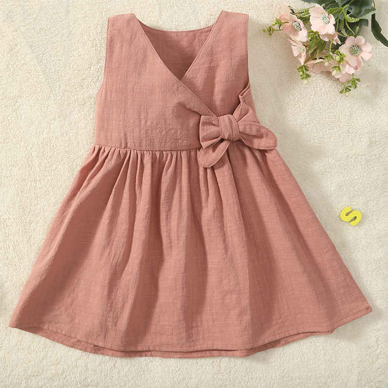 Solid Color Series Sleeveless Children's Bow Skirt