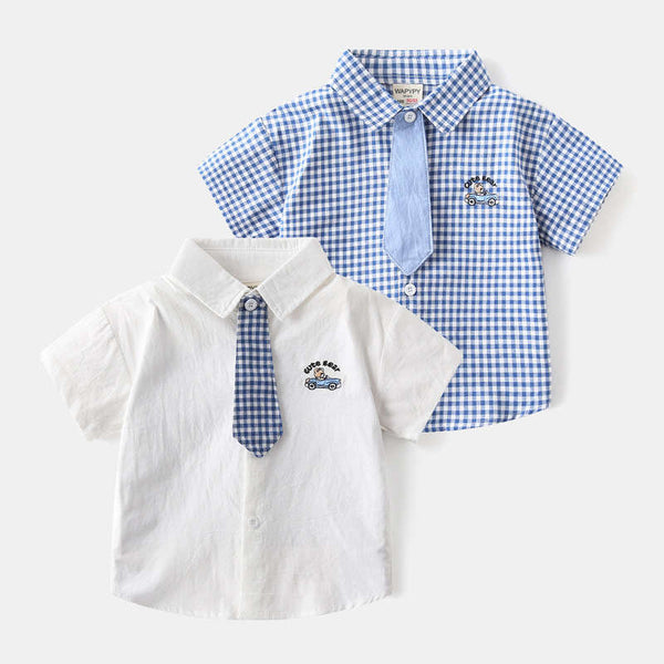 Plaid Short-sleeved Shirt for Kids