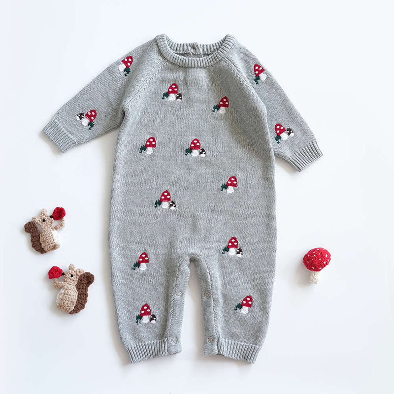 Baby Embroidered Mushroom One-piece Sweater