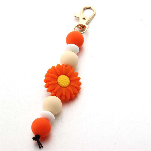 Flower Silicone Bead Keychain Car Keys Purse for Women