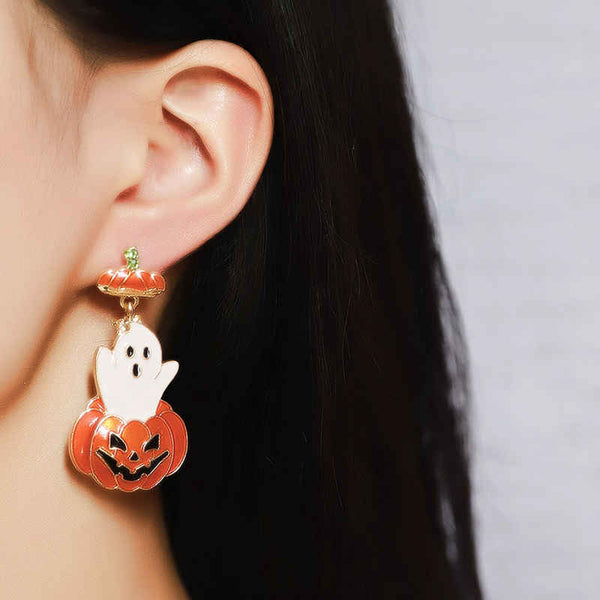 Cute Cartoon Ghost Pumpkin Halloween Earrings