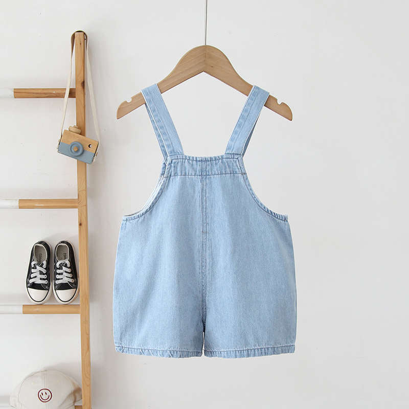 Bear Pocket Blue Denim Overalls