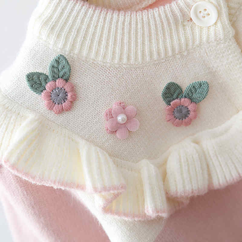 Flower Knitted Girls Cardigan Sweater