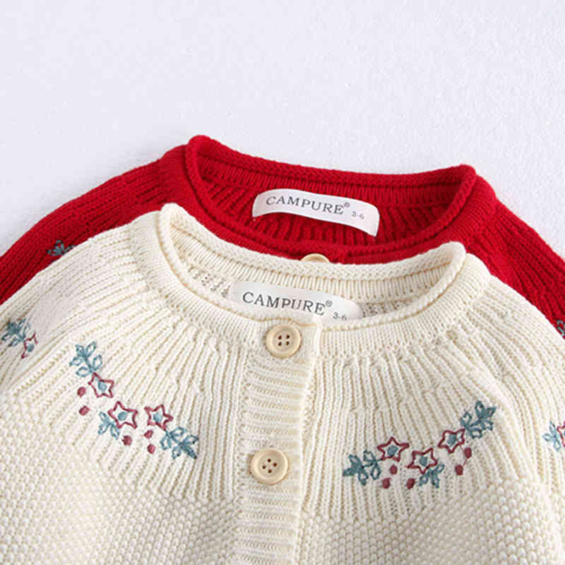 Simple Embroidered Long Sleeve Knitted Sweater