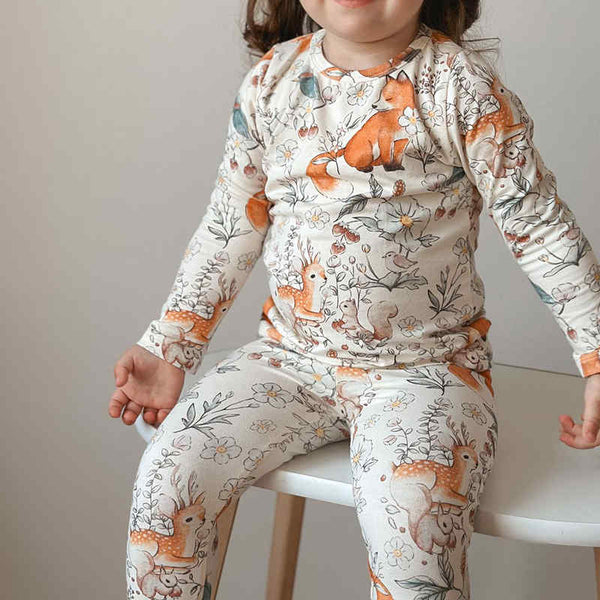 Little Fox Flower Print Home Wear Two Piece Set