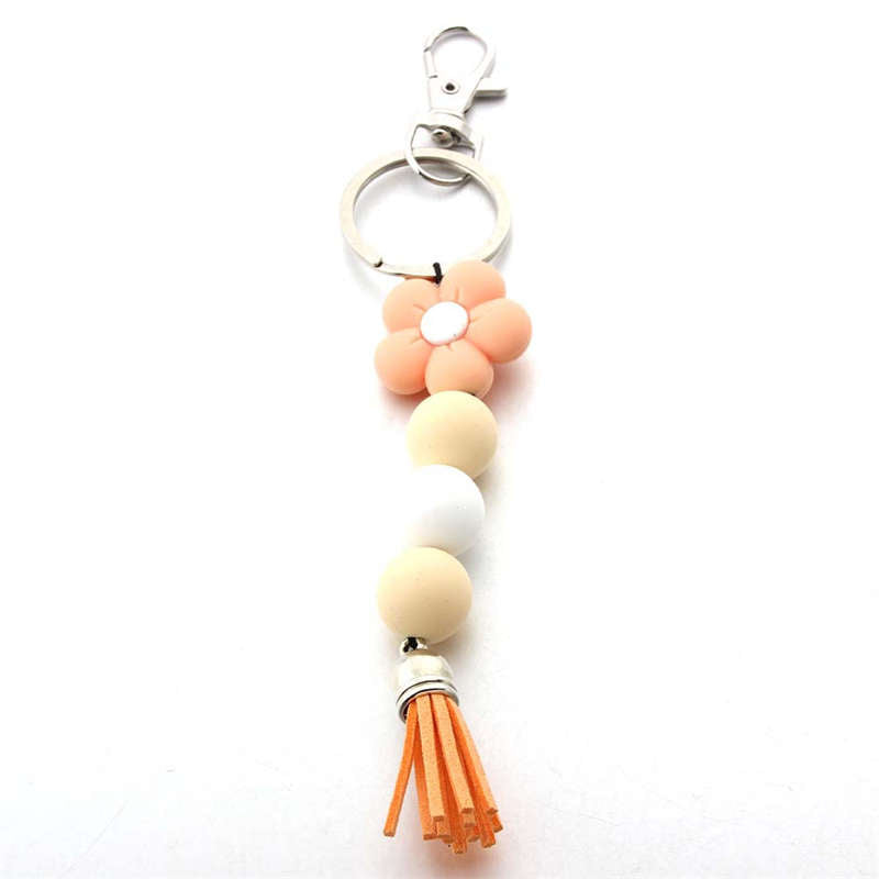 Flower Silicone Bead Keychain