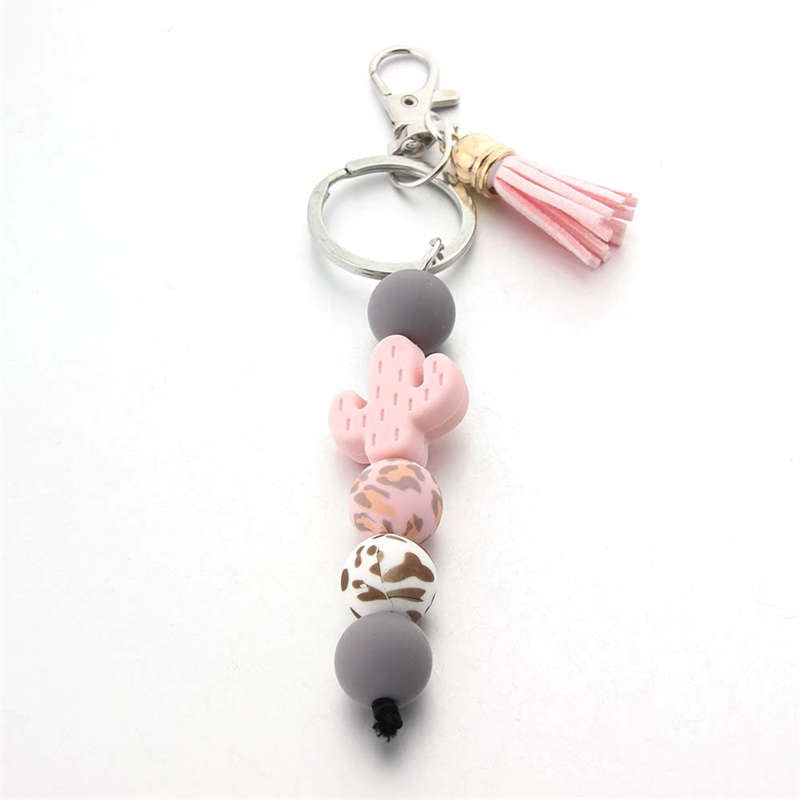 Cactus Silicone Bead Keychain