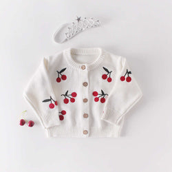 Baby Girls Cherry Embroidered Sweater