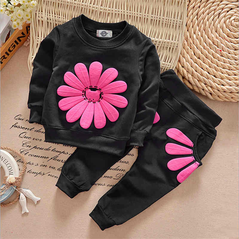 Flower Long-sleeved Children's Two-piece Set