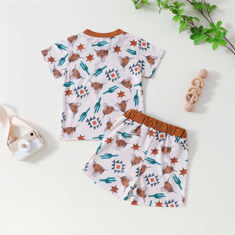 Bull Head Short Sleeve Shorts Suit for Kids