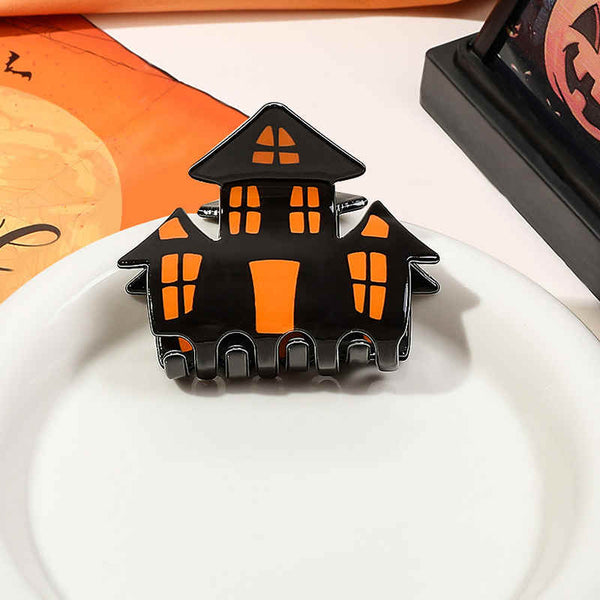 Creative Orange-black Castle Halloween Hairpin