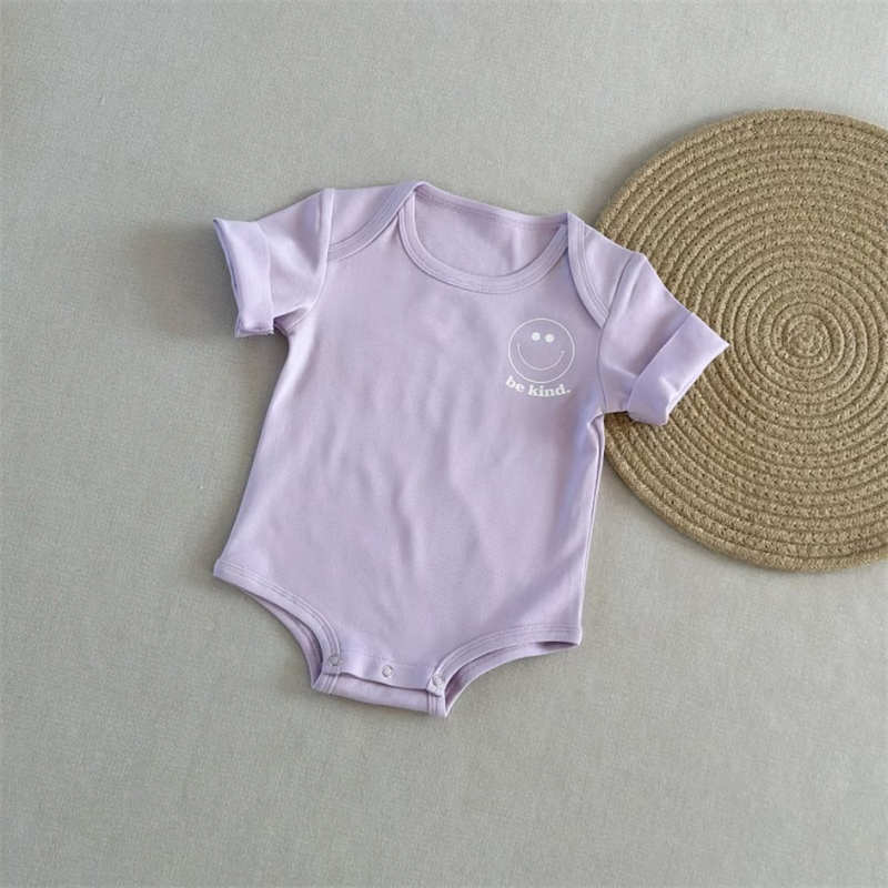 Newborn Solid Color Short-sleeved Crawl Suit