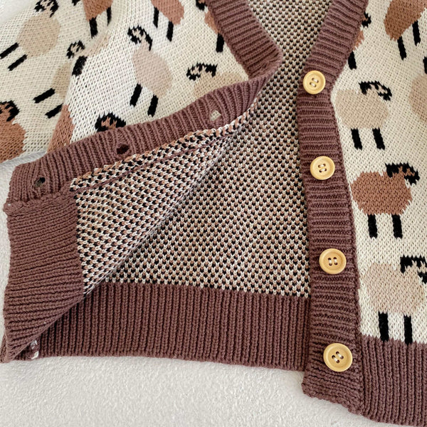 Male and Female Baby Lamb V-neck Sweater Cardigan