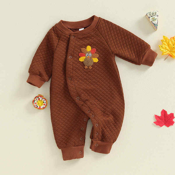 Baby Thanksgiving Turkey Embroidered Romper