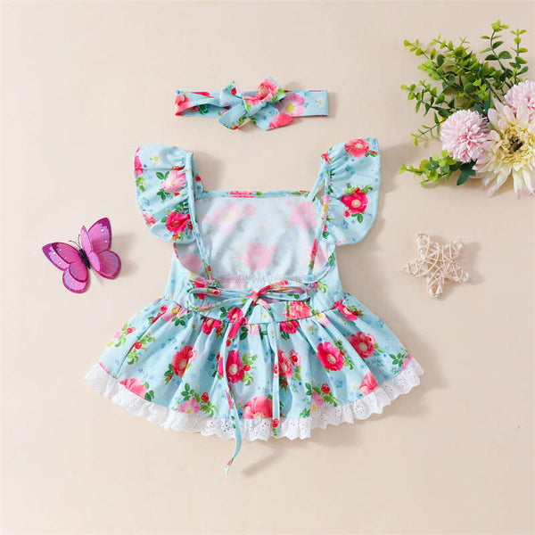 Baby Flower Backless Crawl Suit