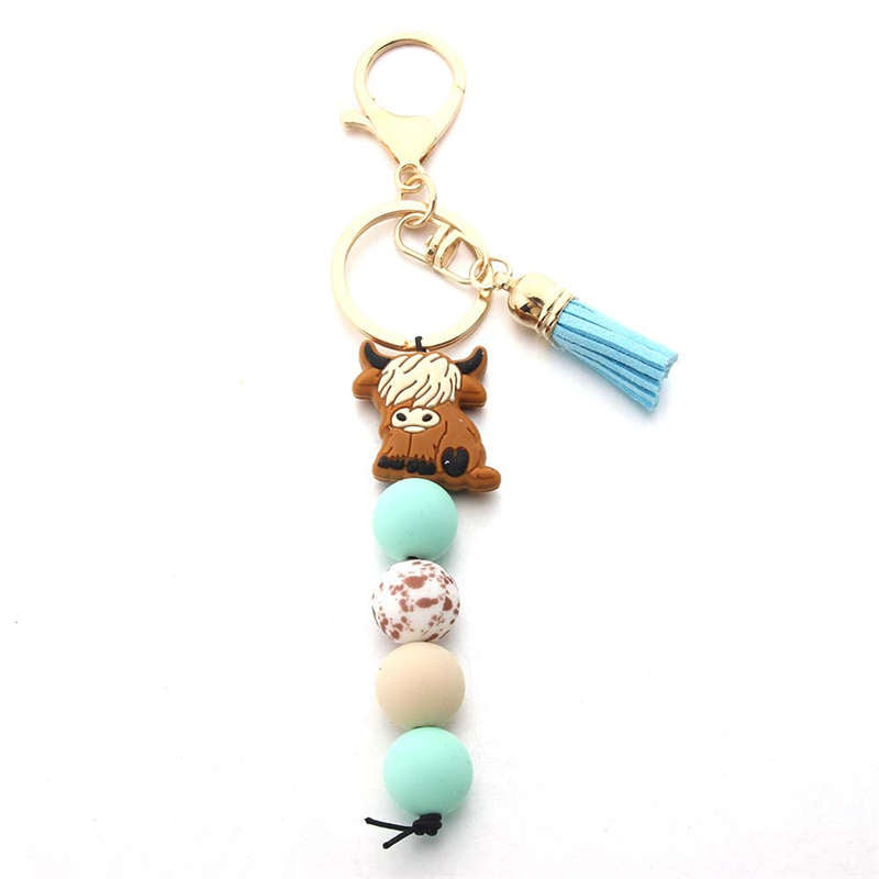 Cow Bead Keychain for Backpack Car Keys