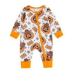 Bull Head Pumpkin Print Baby Bodysuit