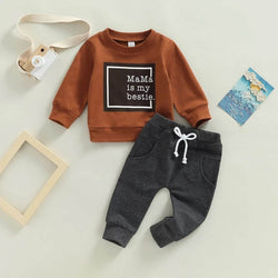 Mother's Day Printed Top Pocket Trousers Boy Suit