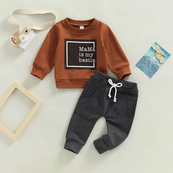Mother's Day Printed Top Pocket Trousers Boy Suit