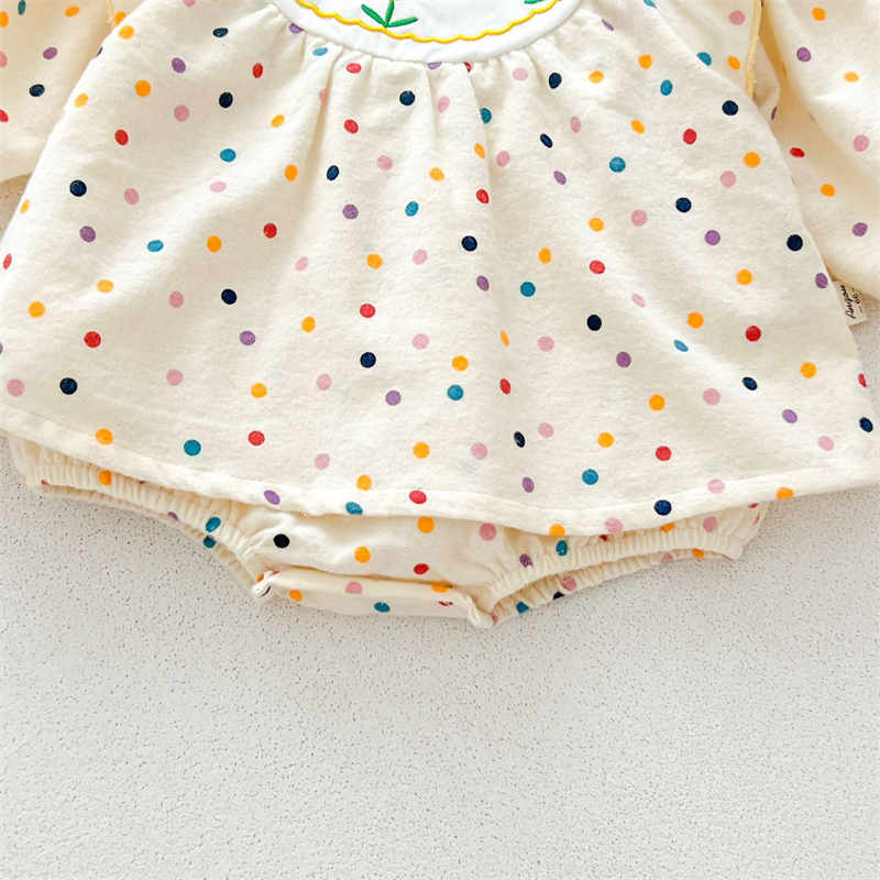 Apricot Embroidered Flower Baby Bodysuit