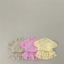 Girls' Bubble Short Sleeve T-shirt Skirt Set