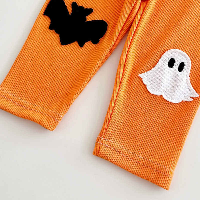 Halloween Toddler Pumpkin Ghost Long Sleeve Two-Piece Suit