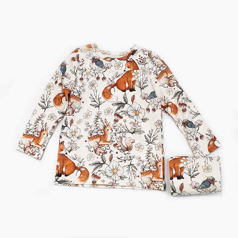 Little Fox Flower Print Home Wear Two Piece Set