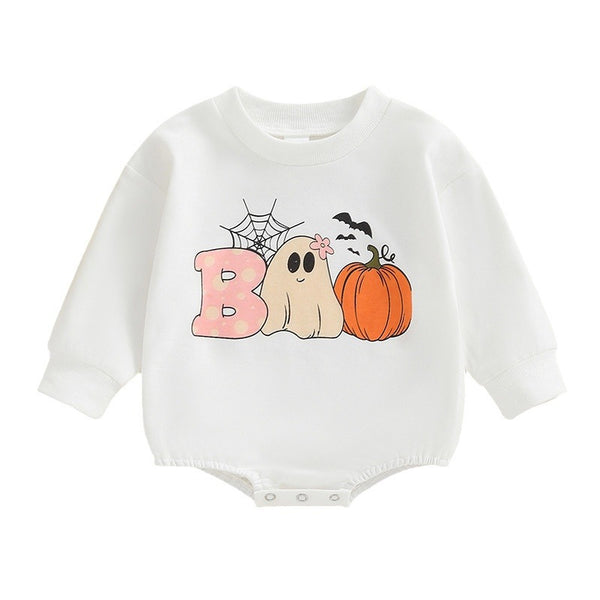 Cute Baby Pumpkin Print Long Sleeve Romper